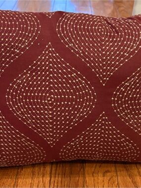Decorative Burgundy Embroidered Throw Pillow - Unbranded
